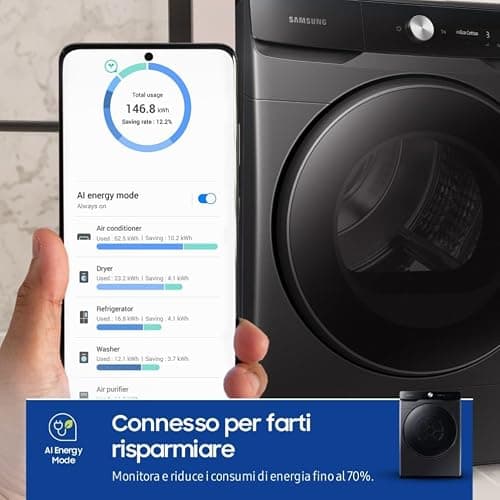 Samsung Asciugatrice DV16DG8600BVU3, 16 kg, Pompa di Calore, Wifi, AI Dry, Programma Igienizzante, Carica Frontale, 68,6L x 98,4H x 84,4P cm thumbnail 3