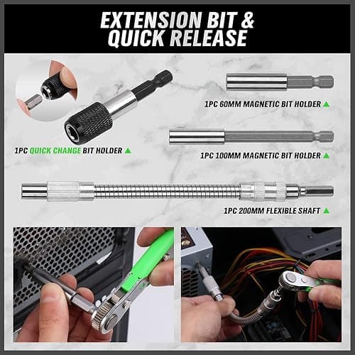 SWANLAKE 232-Piece Ultimate Screwdriver Bit Set, Cr-V Impact Driver Bit Set, Includes Security Bits, Nut Driver, Ratchet Wrench and Bits Holder thumbnail 7