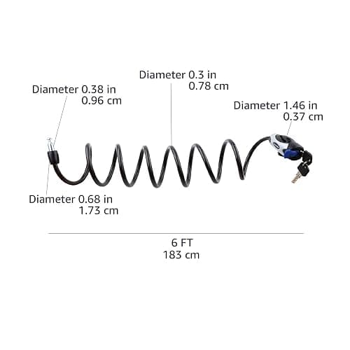 Amazon Basics Weather Resistant Bike Security Cable Lock, 70 inches Length, 8mm Diameter, Black thumbnail 3