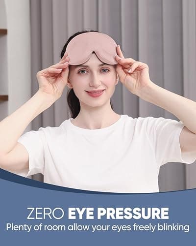 MZOO Luxury Sleep Eye Mask for Side Sleeper Men Women, Zero Eye Pressure 3D Sleeping Mask, Light Blocking Patented Design Night Blindfold, Soft Eye Shade Cover for Travel, Pink thumbnail 2