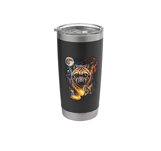 Mystical Aardwolf Howling Full Moon Wildlife Art Stainless Steel Insulated Tumbler - Image 1