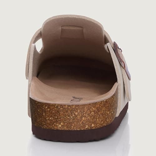 KIDMI Unisex Vegan Suede Clogs Leather Mules Womens Mens Cork Footbed Potato Shoes with Arch Support thumbnail 6