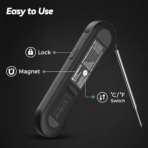 0.5 Sec Instant Read Meat Thermometer Digital with ±0.5℉ Precision, Food Thermometer for Cooking Kitchen Gadgets, Oven Grill Candy BBQ Essentials Accessories, Gifts for Him Dad Men Birthday, Black thumbnail 7
