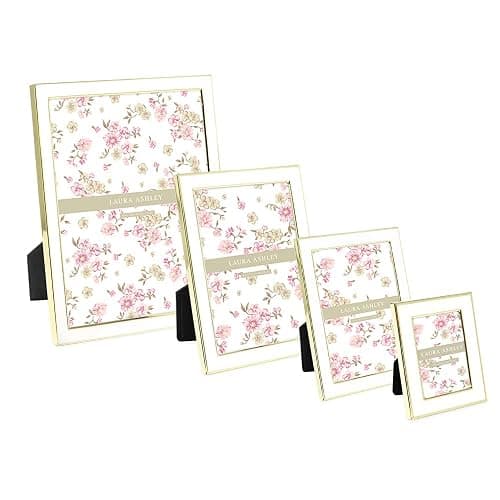 Laura Ashley 2x3 White Enamel Picture Frame, Gold Metal Edge with Easel, for Countertop, Counterspace, Tabletop Display, Bookshelf, Desk, Wall Décor, Photo Gallery (2x3, White W/Gold) thumbnail 5