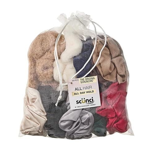 Scunci by Conair The Original Satin Scrunchies 20pk - hair accessories for girls and women - ideal for all hair types - gifts for her - Assorted Colors - Image 1