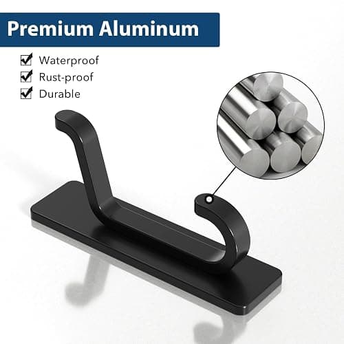 pickpiff Adhesive Hooks for Coat and Towel: 13LB Strong Hanger Stick on Wall and Door, Black 4 Pack thumbnail 6