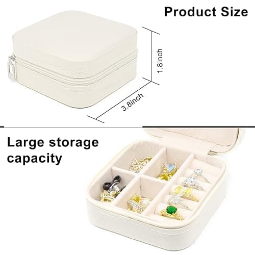 KEINE MARKE Small Jewelry Box, Travel Portable Jewelry Case for Ring, Pendant, Earring, Necklace, Bracelet Organizer Storage Holder Boxes (White*2) thumbnail 2