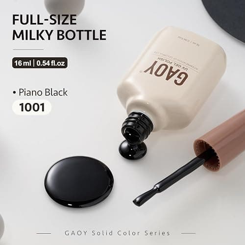 GAOY Black Gel Nail Polish, 16ml Color 1001 Soak Off UV Light Cure Gel Polish for Nail Art DIY Manicure at Home thumbnail 7