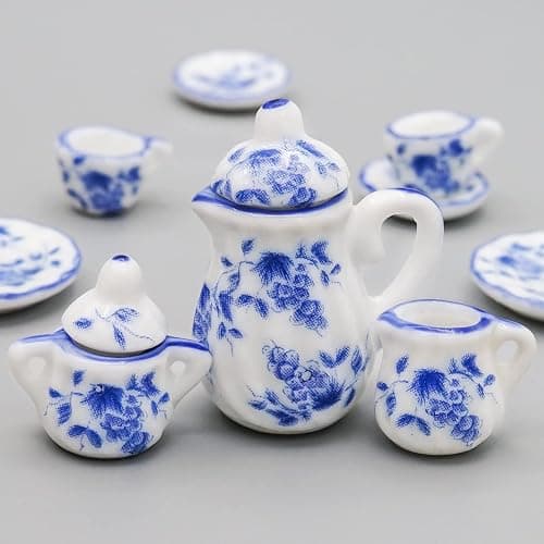 Odoria 1/12 Miniature Porcelain Tea Set 15Pcs Dollhouse Decoration Accessories, Grapes thumbnail 4