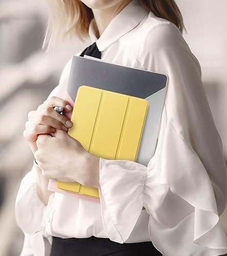 MoKo Case Fits All-New H D 8 inch Tablet (12th Generation/10th Gen, 2024/2022/2020 Release), PU Leather Trifold Stand Cover with Translucent Frosted Backshell with Auto Wake/Sleep, Light Yellow thumbnail 9