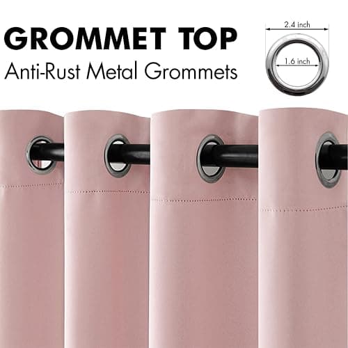 MIULEE Light Pink Room Darkening Curtains Thermal Insulated Drapes Solid Window Treatment Set Grommet Top Light Blocking Blackout Curtain for Living Room/Bedroom 2 Panels 52 x 84 inch Baby Pink thumbnail 5