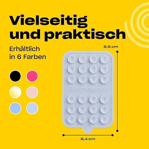 OCTOBUDDY Double - Silicone Double-Sided Suction Phone Case Detachable Mount - Hands-Free, Strong Grip Holder for Selfies & Videos - iPhone & Android Compatible - 2.5″ x 3.75″, Baby Blue thumbnail 6