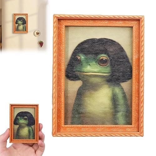 Funny Frog Fridge Magnet Kitchen Decor, Funny Mini Green Frog Haircut Wood Refrigerator Magnets, Cute Vintage Modern Kitchen Decor for Home Office Decoration(1pc) - Image 1