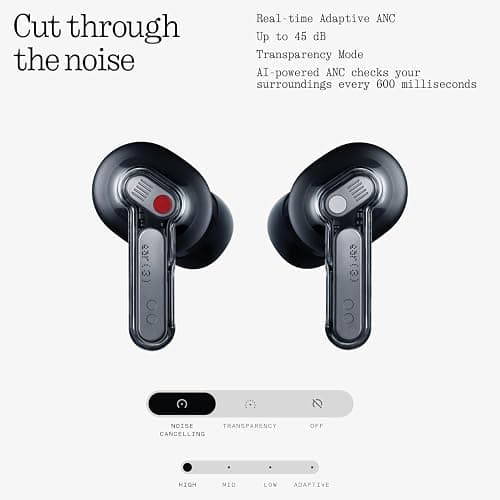 Nothing Ear (3) Wireless Earbuds Super Mic 45dB Hybrid Active Noise Cancelling Bluetooth Headphones Hi-Res 6 Mics, 12mm Dynamic Bass Boost, Dual Connect ANC Sport Ear Buds for iPhone Android, Black thumbnail 5