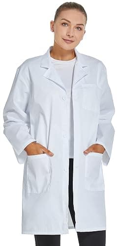 VOGRYE Women's Lab Coat Long Sleeve 3 Pocket Medical Coat with Button Wrinkle Resistant Professional for Doctor Nurse thumbnail 2