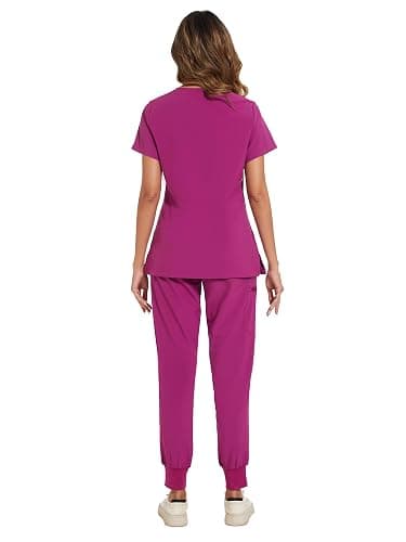 COZYFIT Scrubs for Women Set - Stretch V-Neck Scrub Top & Jogger Pant with 8 Pockets thumbnail 2
