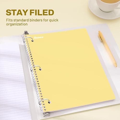 SUNEE Spiral Notebooks, 6 Pack, 1-Subject, College Ruled Paper, 8" x 10-1/2", 70 Sheets per Notebook, Assorted Pastel Colors Spiral Notebooks for School thumbnail 4