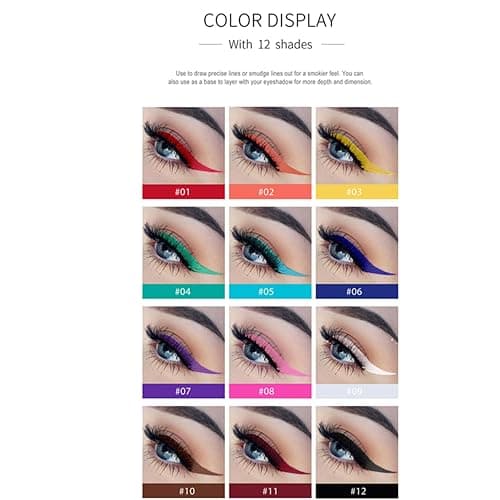 BONNIE CHOICE 12 Colors Matte Liquid Eyeliner Set, Colorful Neon Eyeliner Pencil Rainbow Waterproof Long Lasting Matte Colorful Milti-Functional Eyeshadow Pen Eye Makeup Valentines Day Gifts for Women thumbnail 4