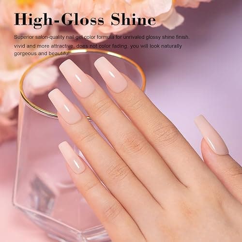 RARJSM Nude Gel Nail Polish Warm Pink Sheer Neutral Skin Tone Color Ice Jelly Blush Pink Gel Polish Transparent Nail Gel Polish Soak off UV LED Cured for Home Salon DIY Manicure 15ml Single Bottle thumbnail 3