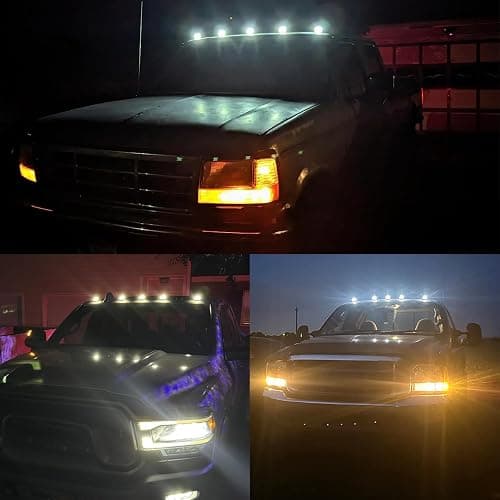 DEERMOTO 5PCS Solar Cab Lights White Wireless No Drill Car Roof Top Marker LED Warning Light Smoke Lens IP67 Waterproof Truck Roof Light Compatible with Pickups Trucks Ford Dodge Ram GMC SUV Toyota thumbnail 2