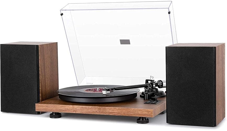 1 BY ONE Bluetooth Turntable Hi-Fi System with 36 Watt Bookshelf Speakers, Vinyl Record Player with Magnetic Cartridge - Image 1