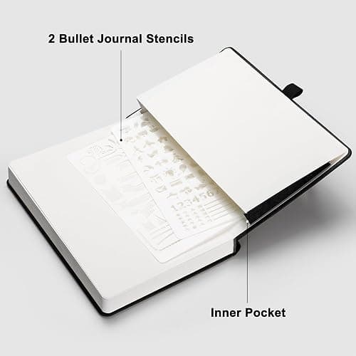 RETTACY Blank Journal Notebook, 192 Pages, A5 Medium Size (5.7'' x 8.3'') | Leather Hardcover, 100 GSM Thick Paper, for Sketching, Drawing, Painting (Black) thumbnail 7