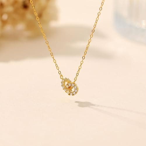 925 Sterling Silver Dainty Interlocking Double Circles Necklaces for Women | 14K Gold Plated Double Hoop Minimalist Pendant Necklaces Herringbone Necklace for Daughter Mother Friendship Jewelry Gift thumbnail 6