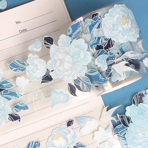 Ddayup Laser Flower Washi Tape - Blue Flower Stickers for Journaling & Planner thumbnail 5