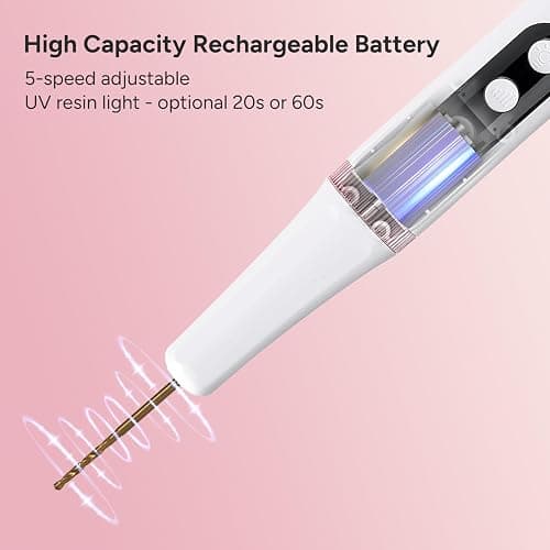 Resin Polishing Kit, Winartton Cordless Rotary Tool Kit for Resin Molding, Manicure, Wooden DIY Crafts, Electric Resin Drill with UV Light, 5-Speed Adjustable, 138 PCS Jewelry Making Kit thumbnail 4