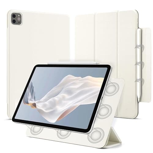 Dwopar for iPad Pro 11 inch M5/M4 Case (6th/5th Generation, 2025/2024), Auto Sleep/Wake and Magnetic Closure, Slim Trifold Stand Case, PU Leather Cover,Support Apple Pencil Pro, White - Image 1