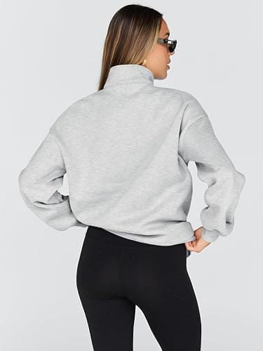 Trendy Queen Womens Oversized Sweatshirts Fall Sweaters Fashion Hoodies Half Zip Pullover Long Sleeve Shirts Clothes thumbnail 4