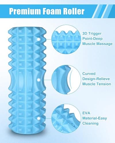 4 in 1 Foam Roller Set, Massage Roller for Back and Legs with Massage Ball and Muscle Roller Stick for Deep Tissue Massage, Yoga Pilates, Exercise, All in Carry Bag thumbnail 3