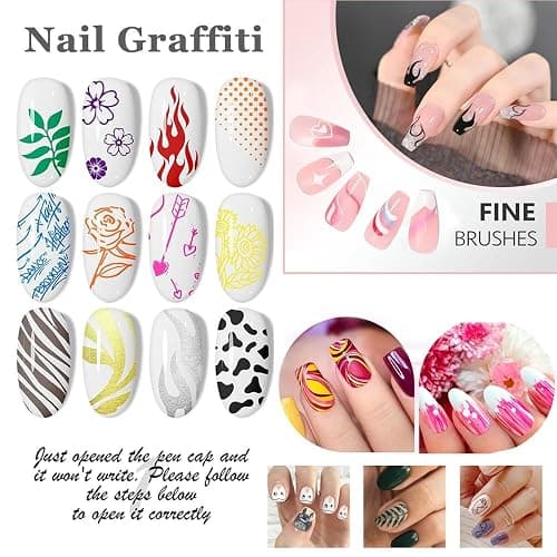 Nail Art Pens 12 Colors Set, Nail Art Markers Polish Pen for 3D Nail Art, nail art Tools for Dotting Drawing Painting Point Liner DIY thumbnail 8