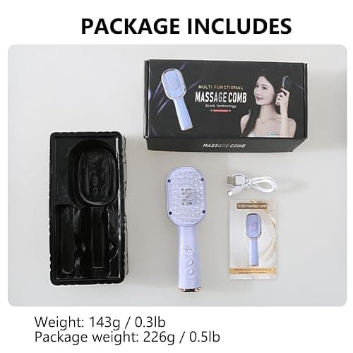 ThreeH Electrical Hair Treatment Brush with Red Light - at-Home Salon Grade Scalp Massager for Deep Nourishment White thumbnail 6