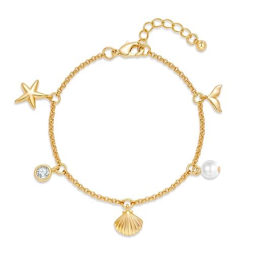 ENSKEFEN Gold Charm Bracelet for Women Boho Adjustable Shell Starfish Bracelet Summer Beach Ocean Statement Bracelets - Image 1