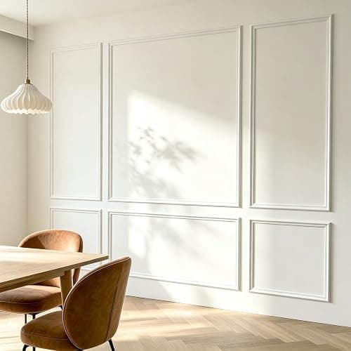 JSIWOTH Peel and Stick Wall Molding Kit, Wainscoting Panels 24 PCS | 6 frame premade panels, self adhesive wall trim, paintable molding, accent wall decor for living room bedroom hallway thumbnail 8