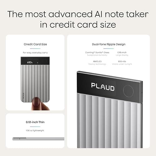 Plaud Note Pro AI Voice Recorder, Transcribe & Summarize with AI, App Control, Note Taker for Meetings & Calls, Supports 112 Languages, Ultra-Slim w/InstantView Display, Case Included, Silver thumbnail 8