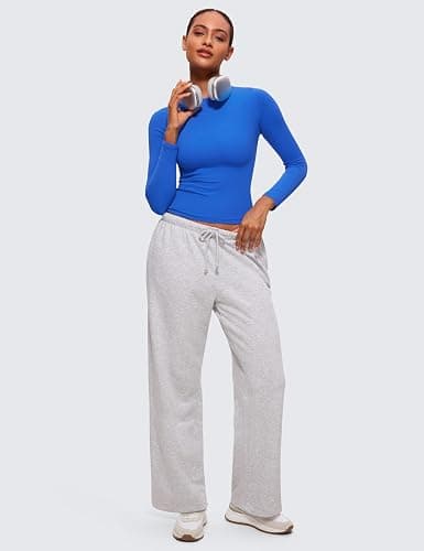 CRZ YOGA Softembrace Crewneck Long Sleeve Shirts for Women - Casual Going Out Tops Soft Basic Fitted Tight Fall T-Shirts thumbnail 5