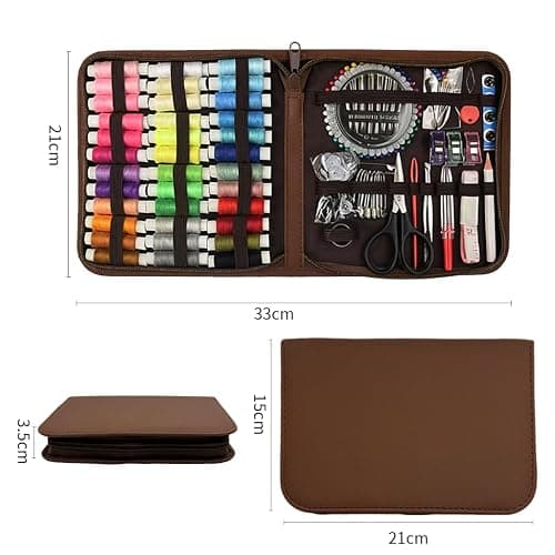 Obear Sewing Kit for Adults: 170 Pcs Sewing Supplies for Hand Mending Clothes, Emergency Repair for Home Travel Dorm, Brown (Gift for Mom, Grandma, Students) thumbnail 2
