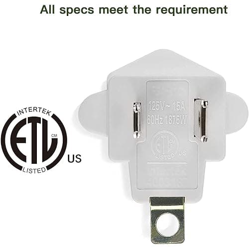 4 Pack ETL Listed Grounding Outlet Adapter, JACKYLED 3-2 Prong Adapter Converter, Portable Fireproof 392℉ Resistant Heavy Duty Wall Outlet Plug for Household Appliances Industrial - 4 Pack - A-Ivory White thumbnail 4