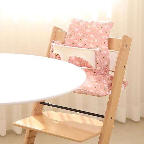 Gembebe Waterproof & Compatible Stokke Tripp Trapp Cushion Set - Easy to Clean Stokke Tripp Trapp Newborn Set - 100% Cotton Stokke High Chair Cushion Set (Pink Bunny / 49.5 Counts) thumbnail 6