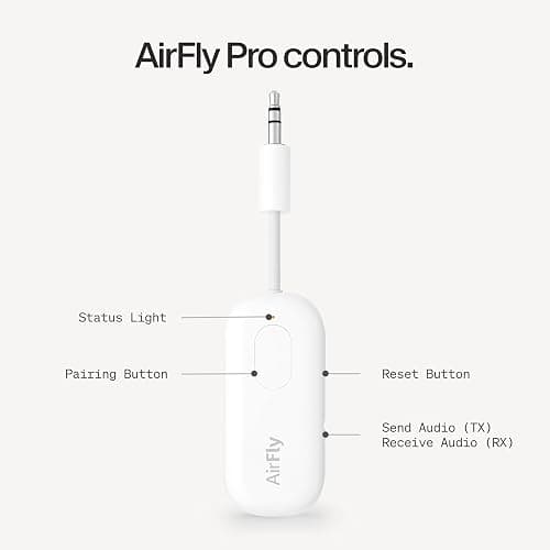 Twelve South AirFly Pro | Bluetooth Wireless Transmitter/Receiver Adapter for 2 Headphones, Audio Sharing, Compatible with 3.5mm aux Jack for Airplanes, TV, Gym, Stereo, and Travel, 25+ Hr Battery thumbnail 8