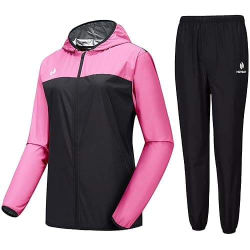 HOTSUIT Sauna Suit for Women Sweat Suits Gym Workout Exercise Sauna Jacket Pant Full Body - Pink Jacket & Pants - Medium