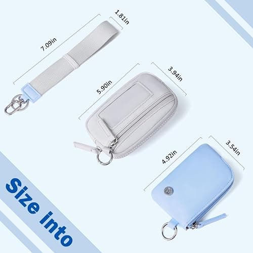 POIUGOYA Nylon Wristlet Wallets, Dual Pouch Keychain Wristlet Wallet, RFID Small Wallet With Coin Pouch,ID Window For Travel thumbnail 3
