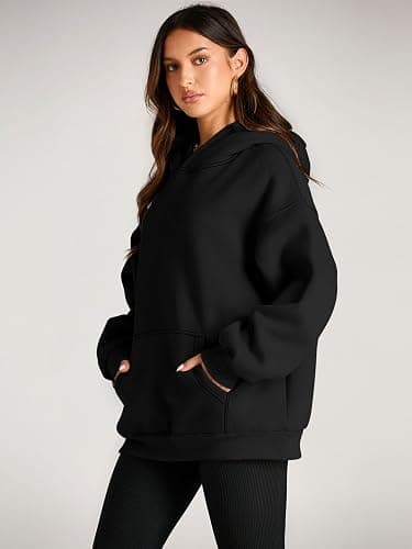 EFAN Women's Oversized Fleece Hoodie, Cozy Plush Pullover Sweatshirt with Pocket thumbnail 3