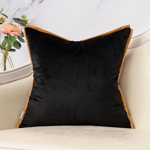 Yangest Black and Gold Square Pillow Cover Cut Velvet Leopard Print Cushion Cover Luxury Modern Pillowcover for Couch Living Room Bedroom,18x18 Inch thumbnail 2