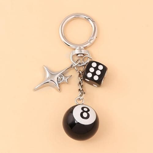 SORGERLY 8 Ball Dice Charm Keychain - Cute Bag Purse Handbag Accessories - Y2K Aesthetic Key Chain for Women Men thumbnail 4