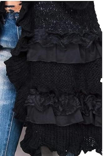 Women Victorian Boho Crochet Cardigan Gothic Steampunk Open Front Knit Sweater thumbnail 3
