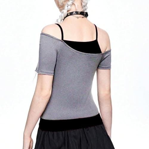 DAVBNM Grunge Clothes Y2k Vintage T Shirt Gothic Graphic Aesthetic Short Sleeve Punk Crop Top Streetwear Harajuku Summer for Teen Girls Black thumbnail 7