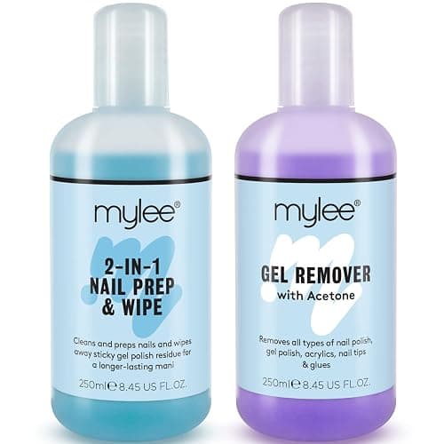 Mylee Nail Gel Polish Prep Wipe + Remover Cleanser UV LED Manicure Acetone 2x250ml by Mylee | UV/LED Manicure Acetone - Image 1